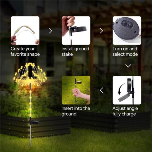 4 Pack Multicolor Garden Decoration Solar Outdoor Light with 600 LEDs - Picture 6 of 7